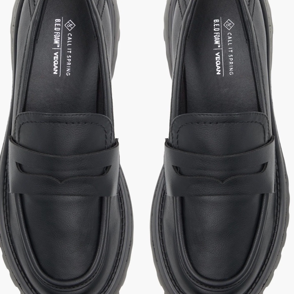 Call It Spring Black Vegan platform oxford loafers